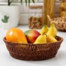 Корзинка для фруктов и хлеба Доляна «Огайо», d=25.5 см, пластик, плетёная, круглая, коричневая