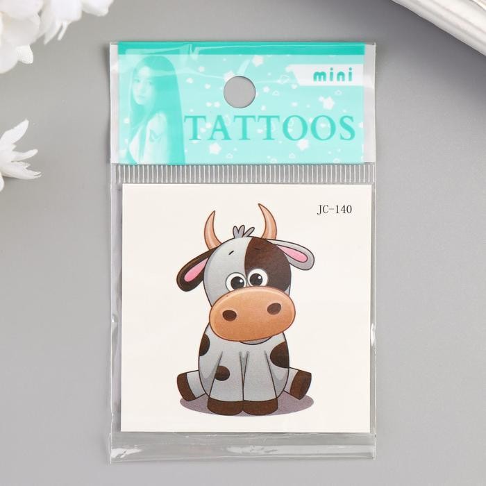 Татуировка на тело цветная "Малыш Бычок" 6х6 см