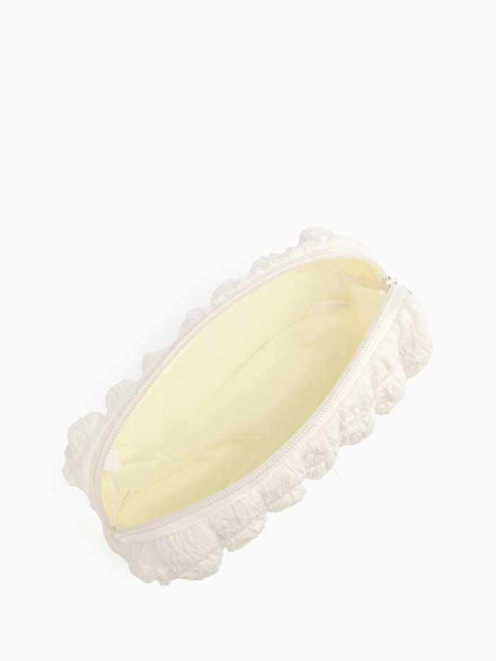 Косметичка на молнии женская, с подкладом, молочная