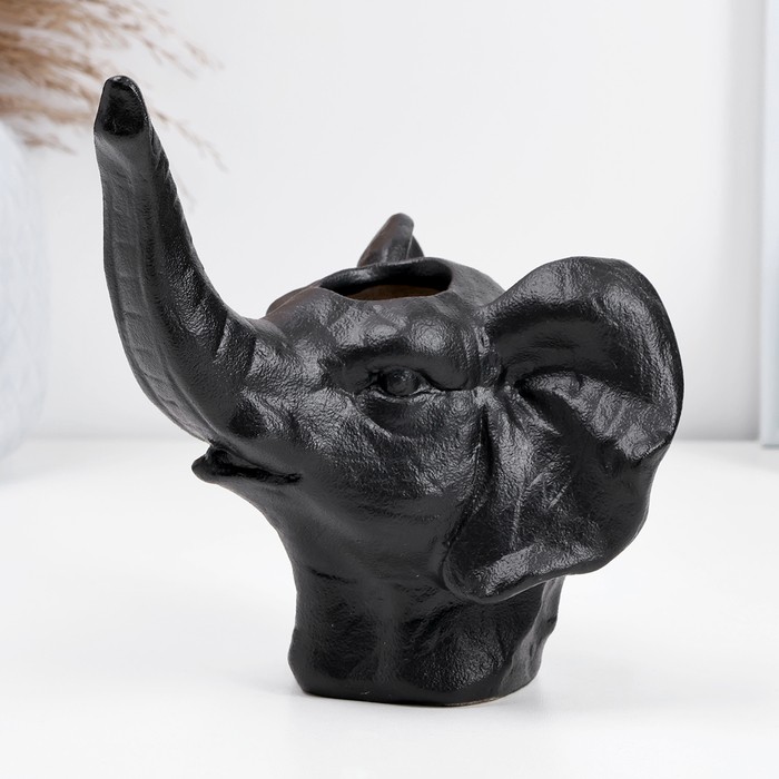 Кашпо - ваза "Слон" черный, 13х12х15см Кашпо - ваза "Слон" черный, 13х12х15см