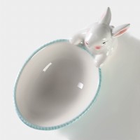 Конфетница Доляна «Зайка», 240 мл, 21.5×12.5×11.5 см, доломит, голубая