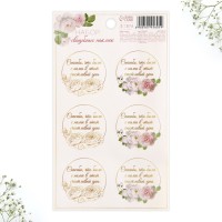 Набор наклеек на свадьбу, цветы с золотом, 9,3 х 16 см