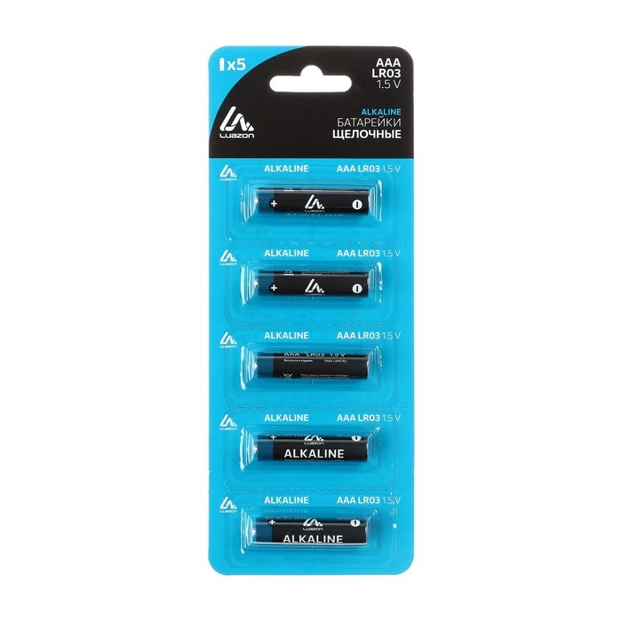 Батарейка алкалиновая (щелочная) Luazon, AAA, LR03-5BL, отрывной блистер, 5 штук Батарейка алкалиновая (щелочная) Luazon, AAA, LR03-5BL, отрывной блистер, 5 штук