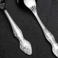 Ложка столовая «Тройка», h=19 см, толщина 2 мм, художественная роспись, цвет серебряный