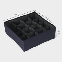 Органайзер для хранения белья LaDо́m, 16 ячеек, 32×32×12 см, графитовый