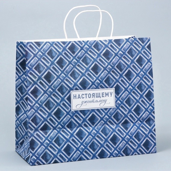 Пакет подарочный крафт, упаковка, «Джентельмен», 32×28×15 см