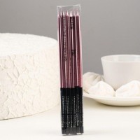 Свечи в торт «Праздник», 6 шт., 14.5 см, розовый с чёрным