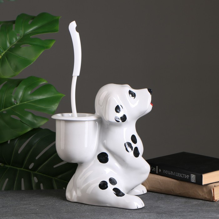 Ёршик для унитаза с подставкой «Дружок», фарфор, белый