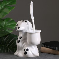 Ёршик для унитаза с подставкой «Дружок», фарфор, белый