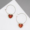 Серьги-кольца «Сердечки» глазурь, d=3 см, цвет красный в золоте