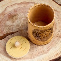 Туес «Медведь», 8×8×12, береста