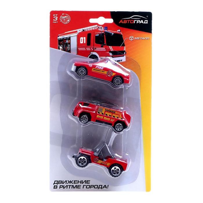 Набор металлических машин «Пожарная служба», 3 штуки, МИКС Набор металлических машин «Пожарная служба», 3 штуки, МИКС