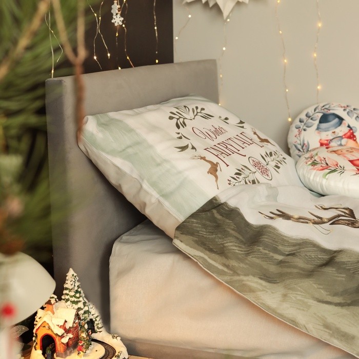 Постельное бельё "Этель" 1,5 сп Зимой в берлоге 143х215 см, 150х214 см, 50х70 см -1 штука, 100 % хлопок