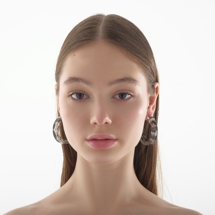 Серьги кольца акриловые QF «Леопард», d=5, прозрачные