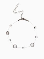Браслет на леске «Капля росы», белый в серебре