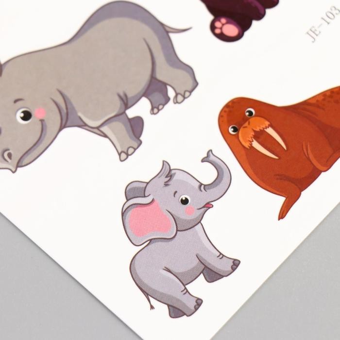 Татуировка на тело цветная "Заморские звери" 12х7,5 см