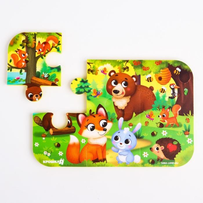 Мягкий пазл для малышей «Лесные зверята», 6 деталей, Крошка Я