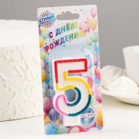 Свеча для торта «Цифра 5», 7 см