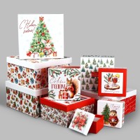 Набор новогодних подарочных коробок 10 в 1 «Уютный Новый год», 10×10×6–28×28×15 см