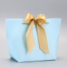 Пакет подарочный ламинированный, с лентой «Голубой», горизонтальный, 19×20×9 см
