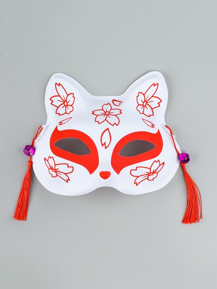Карнавальная маска «Кицунэ. Цветы», красный