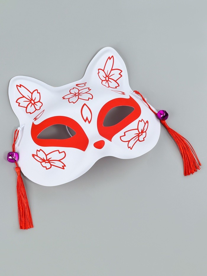 Карнавальная маска «Кицунэ. Цветы», красный