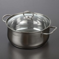 Кастрюля «Лира», 1,5 л, d=16 см, стеклянная крышка, капсульное дно, цвет хромированный