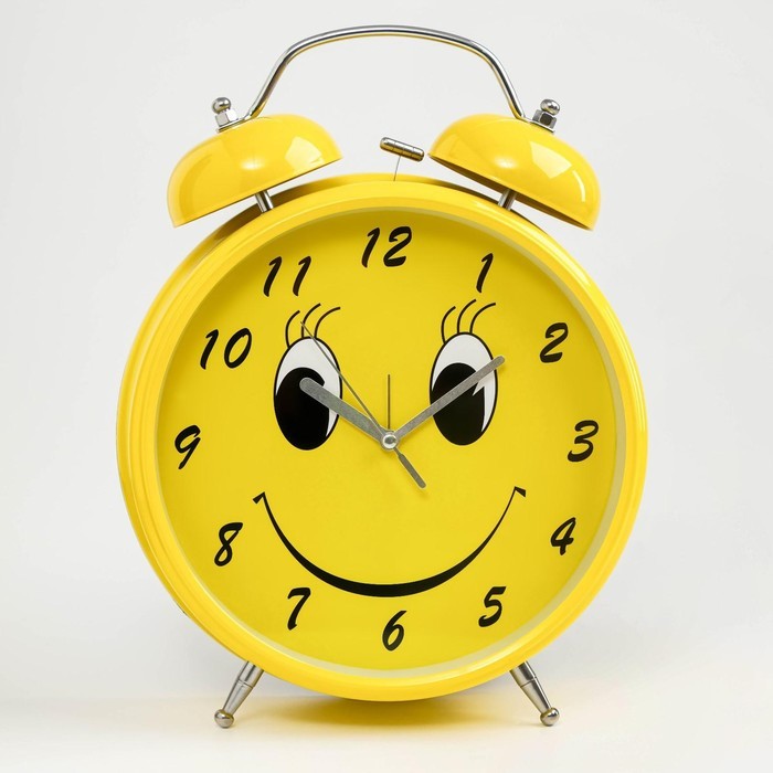 Часы - будильник настольные "Смайл", с подвесом, дискретный ход, d-20 см, 30 х 23 см, 2АА