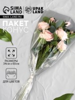 Пакет для цветов, конус, 10+34+60 см, прозрачный