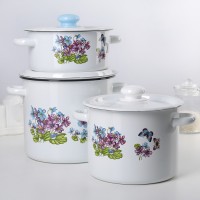 Набор кастрюль «Фиалка», 3 предмета: 2 л, 3,5 л, 5,5 л, индукция, цвет белый