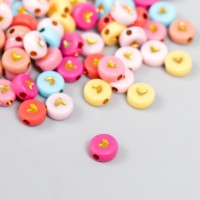 Набор бусин для рукоделия и плетения «Арт Узор. Золотое сердечко в круге», 20 г, пластик, яркие, 0.4×0.7×0.7 см