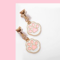 Серьги-клипсы детские Выбражулька «Лапки», бело-розовые в золоте