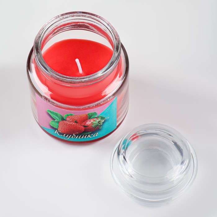 Свеча в банке ароматическая "Спелая клубника" 6х8,5см Свеча в банке ароматическая "Спелая клубника" 6х8,5см