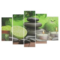 Часы настенные, модульные, серия: Кухня, "Лайм, свечи и камень", 80х140  см, микс