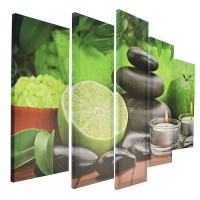 Часы настенные, модульные, серия: Кухня, "Лайм, свечи и камень", 80х140  см, микс