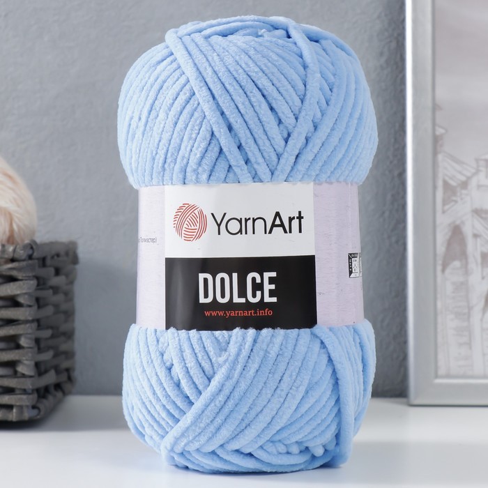Пряжа "Dolce" 100% микрополиэстер 120м/100гр (777 ярко-голубой)