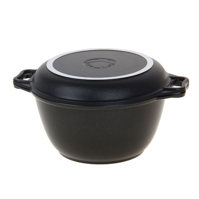 Казан «Традиция», 4 л, крышка-сковорода, антипригарное покрытие, цвет чёрный