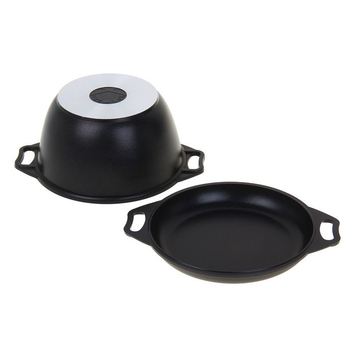 Казан «Традиция», 4 л, крышка-сковорода, антипригарное покрытие, цвет чёрный