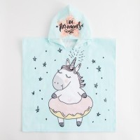 Полотенце-пончо детское махровое Крошка Я "Единорог", 60*120см, 100% хлопок, 300гр/м2