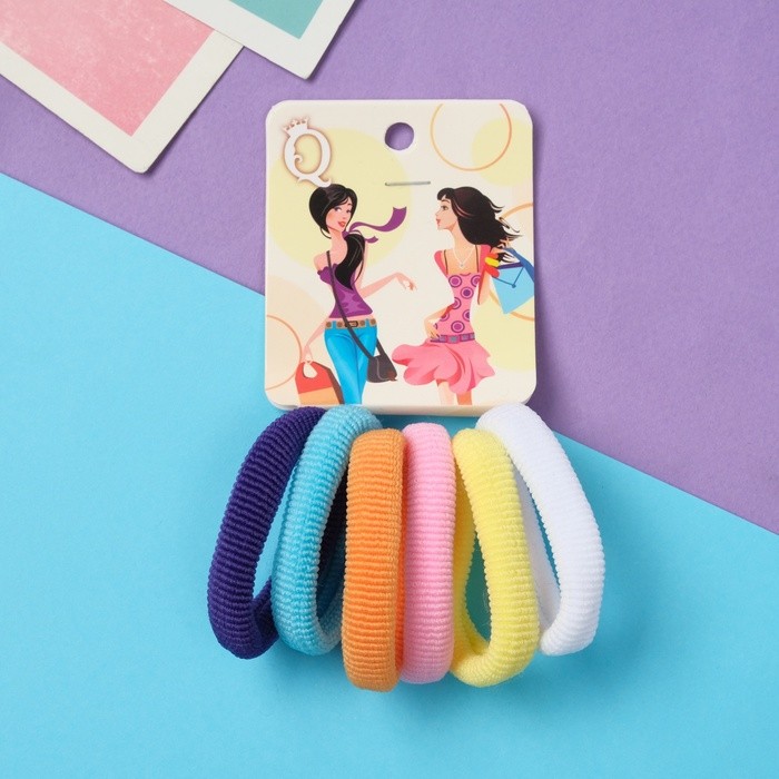 Резинка для волос "Новый стиль" (набор 6 шт) девчонки, 4 см