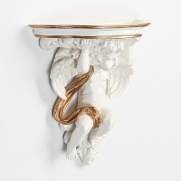 Декор настенный-полка "Ангел, 23.2 x 22 см, белая с золотом