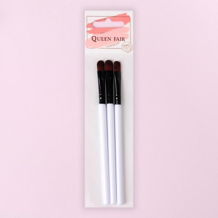 Набор кистей для макияжа, 3 предмета, цвет белый/чёрный