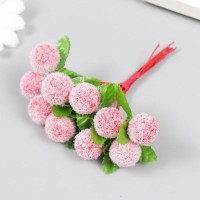 Тычинки для цветов "Шарик мохнатый красный" d=1,5-2 см 1 букет=10 шт 10 см