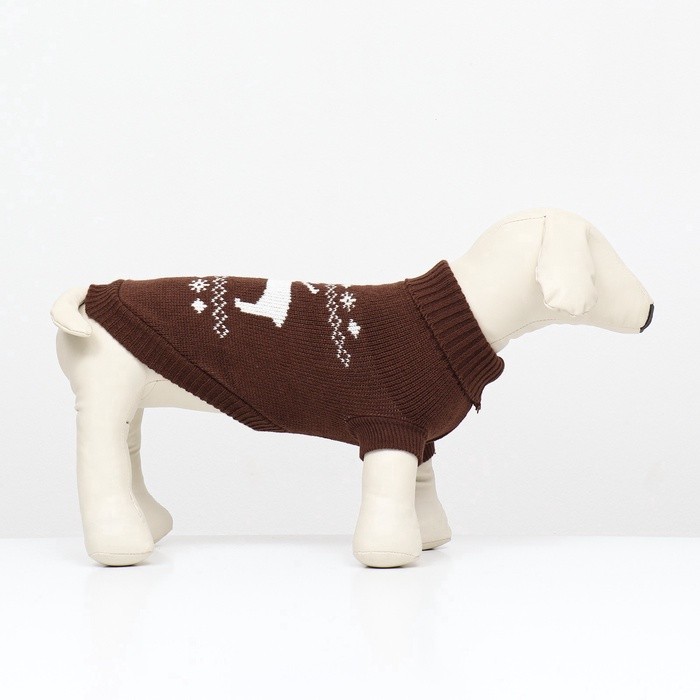 Свитер «Олень», L (ДС 35, ОШ 30, ОГ 45 см), коричневый