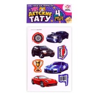 Детские переводки-татуировки на тело «Машинки» набор 4 шт.