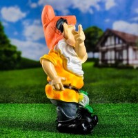 Садовая фигура из полистоуна «Гном с лягушкой», 45×20×25 см