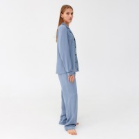 Пижама женская (рубашка, брюки) MINAKU: Light touch, голубая, размер 52 5205025