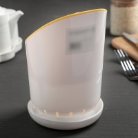 Подставка для столовых приборов Доляна, пластик, 3 отделения, 12×12×9 см, зелёная, белая