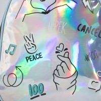 Рюкзак искусственная кожа, PEACE знаки, голография, 27 х 23 х 10 см