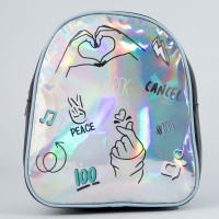 Рюкзак искусственная кожа, PEACE знаки, голография, 27 х 23 х 10 см